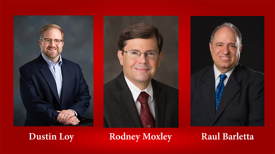 Dr. Rodney Moxley, Dr. Dustin Loy and Dr. Raul Barletta