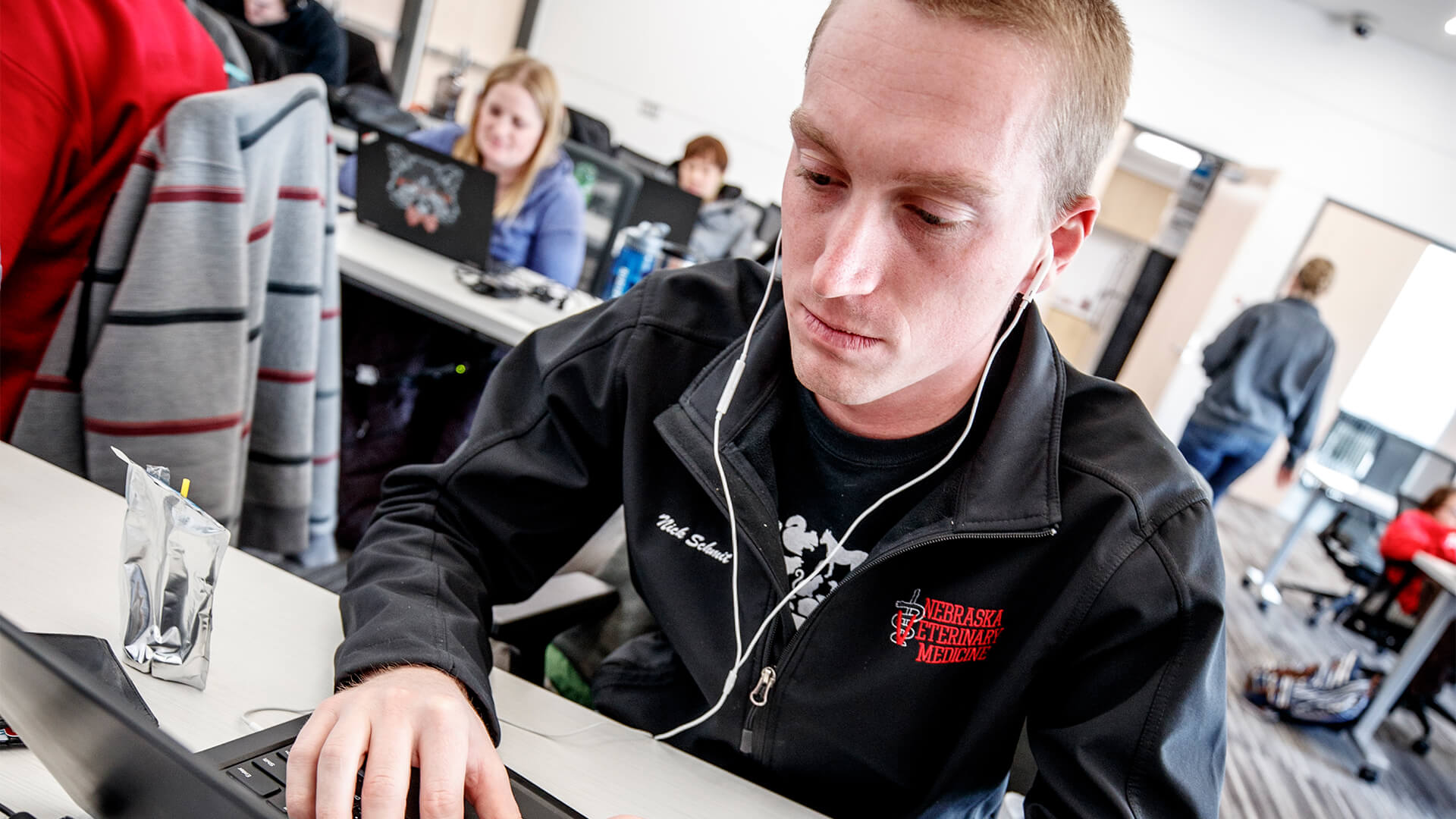 Student working on laptop