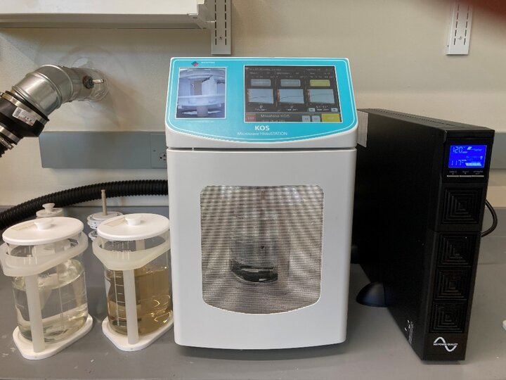 A a KOS microwave tissue processor in the histology lab.