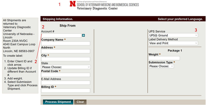 An example of the information needed to successfully fill out a shipping label.