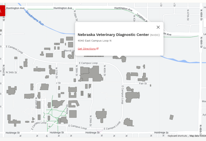 Map of East Campus showing location of the NVDC.